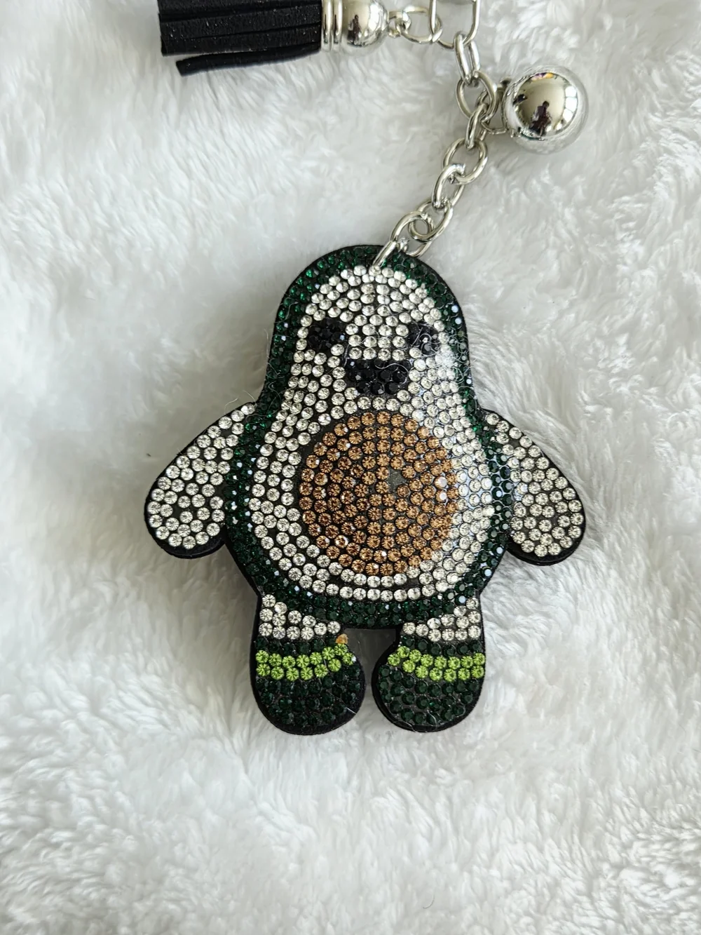 Happy Rhinestone Avocado Keychain - Black, Green, Brown Bag Charm